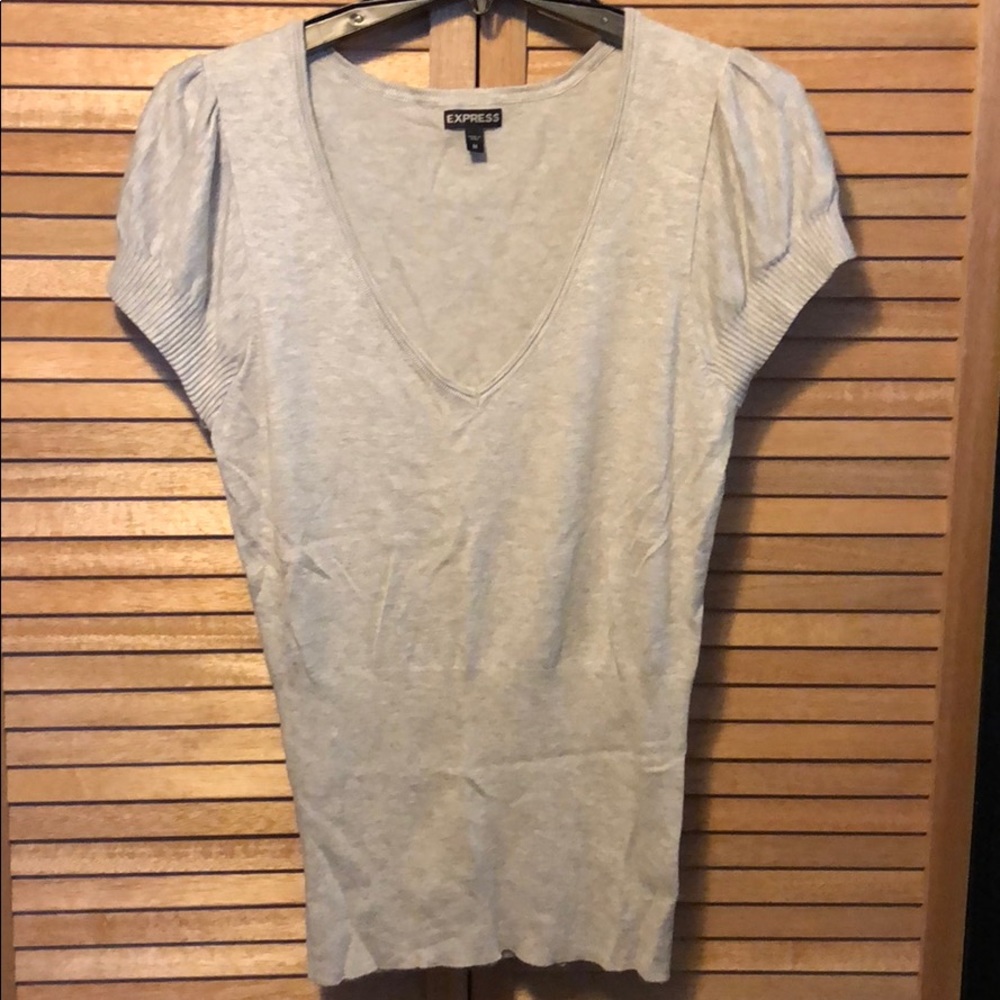 Deep v-neck, short sleeved, top.